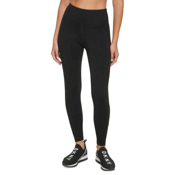 DKNY Sport Women Rhinestone Flocked Logo Leggings Black Size S - Picture 1 of 2